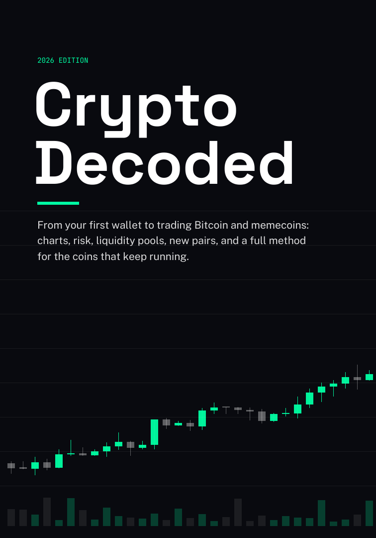 Black and green cover of Crypto Decoded, 2026 edition