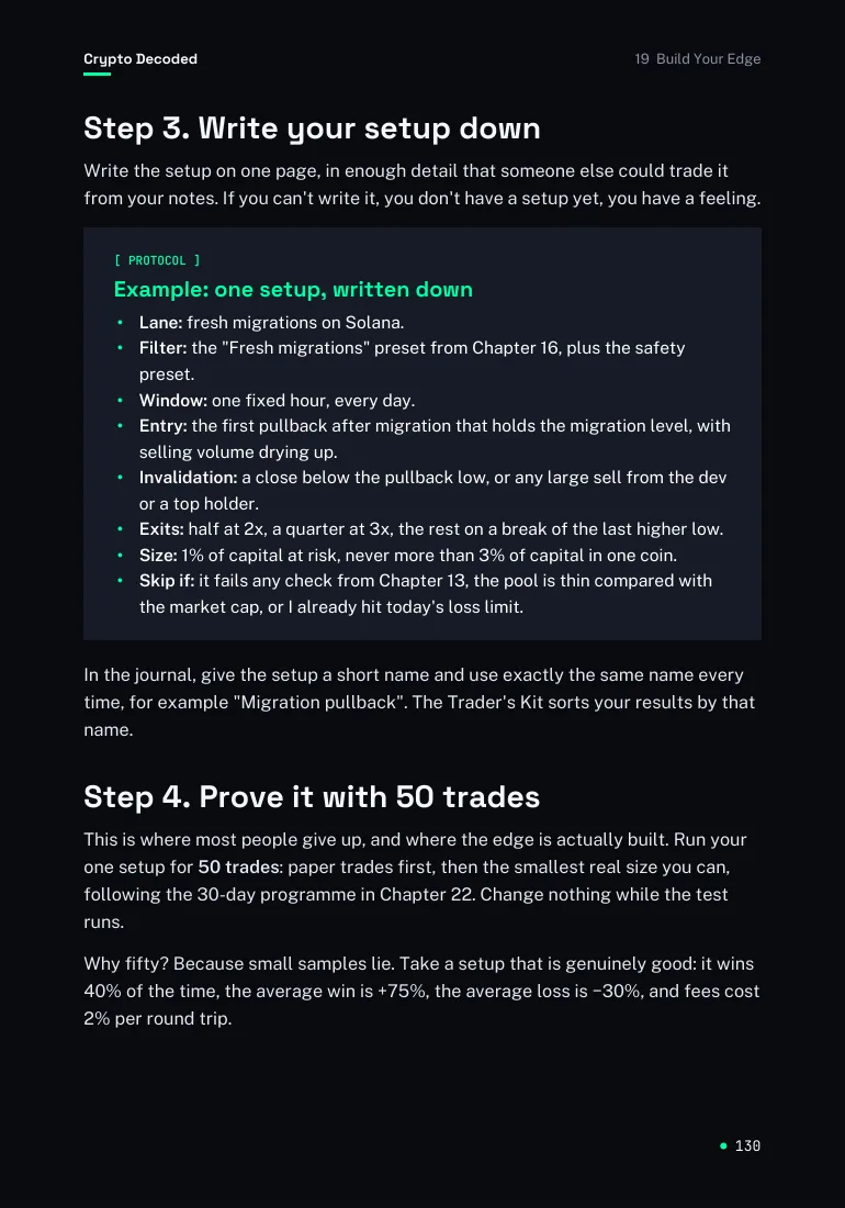 Crypto Decoded page preview: NEW: find and prove your own edge